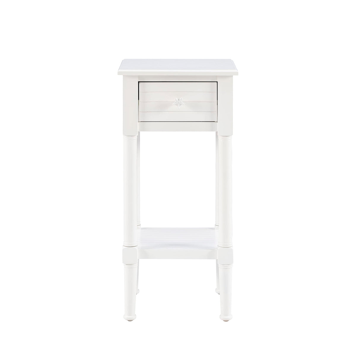 Linon Raleigh White Small Accent Table with Starfish Knobs