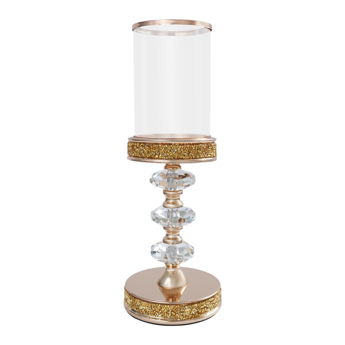 Candle Holder, Crystal Candlesticks Holder Set, Tabletop Pillar Candle Holders for Wedding, Parties, Events, Chirstmas, Home Decor, Table Centerpieces (Gold 02, L)