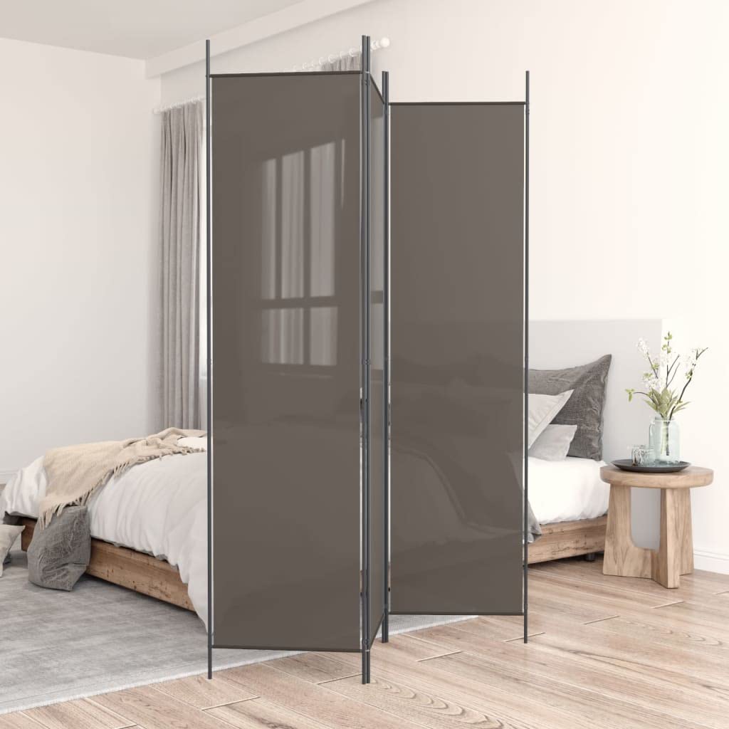 vidaXL 3 Panel Room Divider, Folding Privacy Screen for Room Separation, Room Divider Screen for Home Office, Modern Style, Anthracite Fabric
