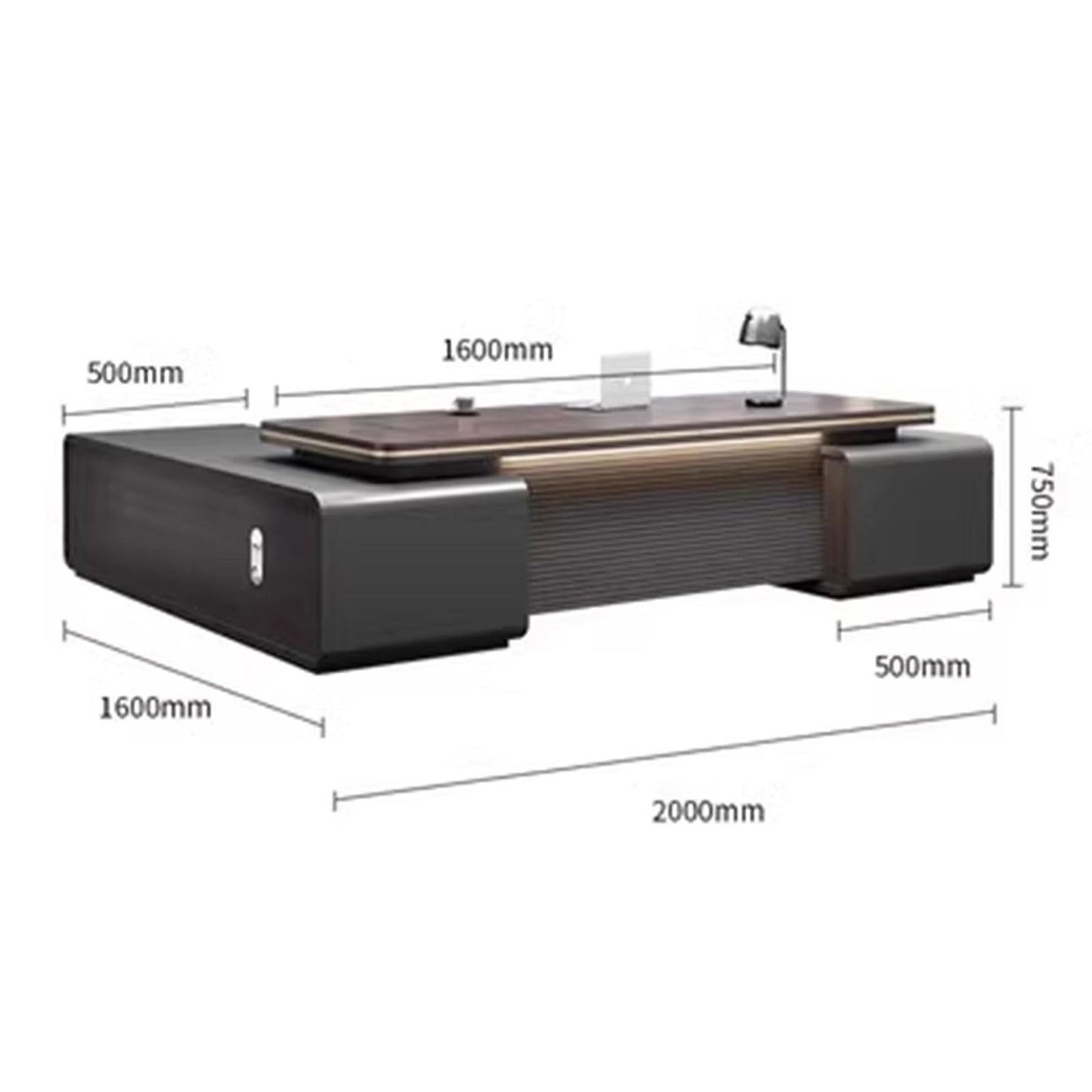HONGYISHI Writing Corner Work Desk Reception Boss Reception Wooden Executive Table Modern Shelf Office Furniture Business Furniture for Home Office