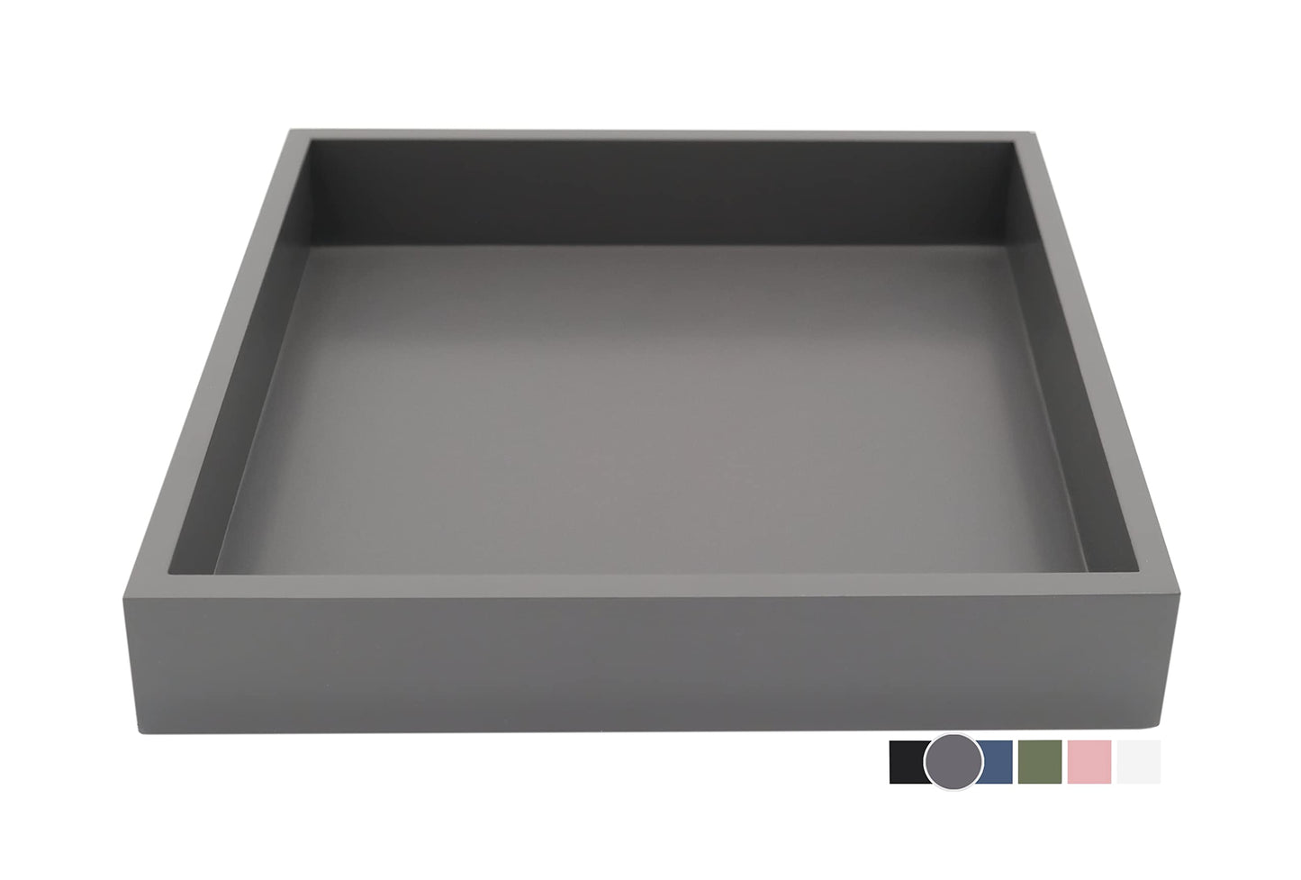 Montecito Home - 10"x10" Small Square Wood Decorative Tray for Office, Ottoman, Bathroom, Entry, Remote Controls, Countertop Organizer, Candle Tray- Charcoal