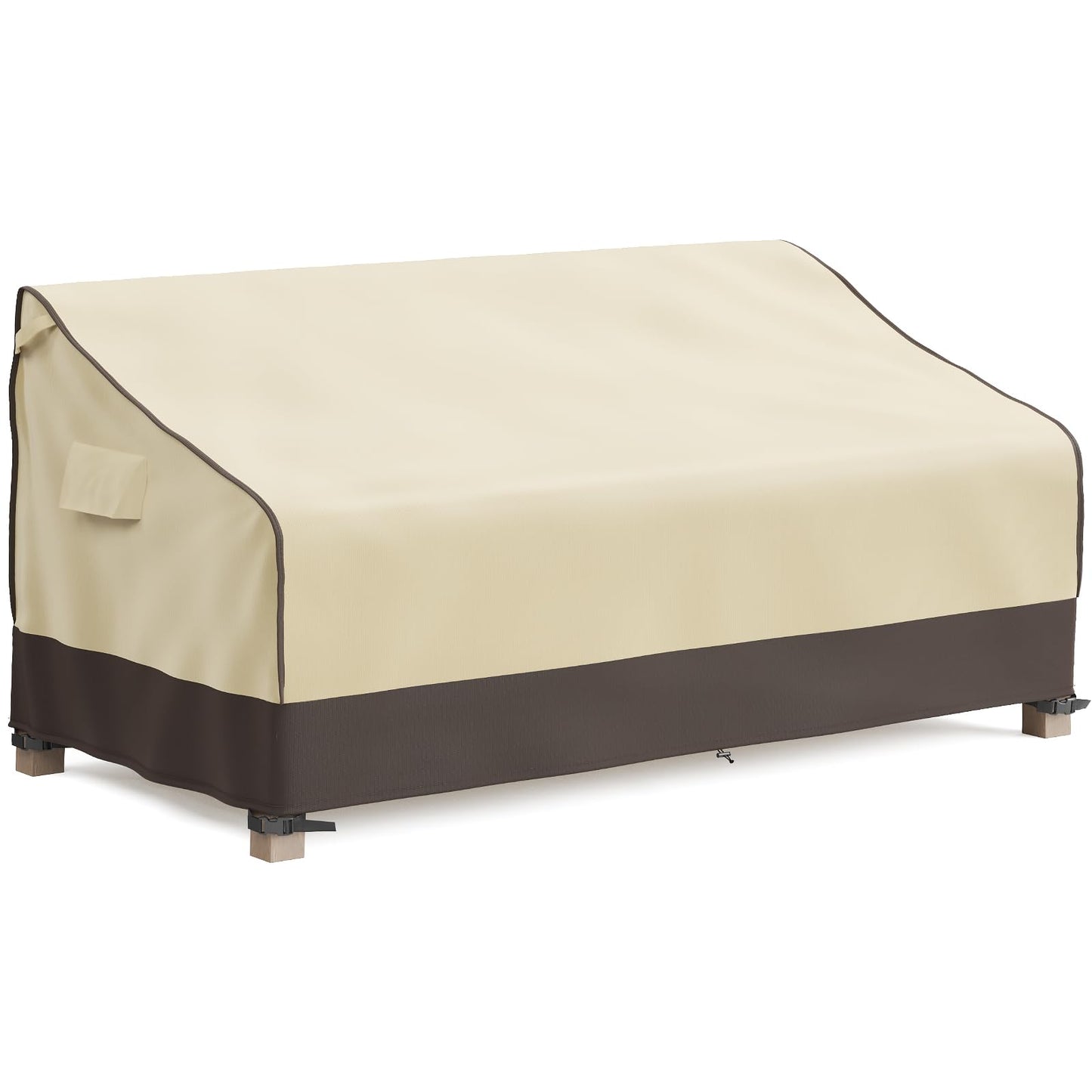 MR. COVER 3-Seater Outdoor Couch Cover Waterproof, 80 Inch Patio Furniture Covers Waterproof with All Weather Protection, Heavy Duty Outdoor Sofa Covers with Air Vent and Handles, Brown & Khaki