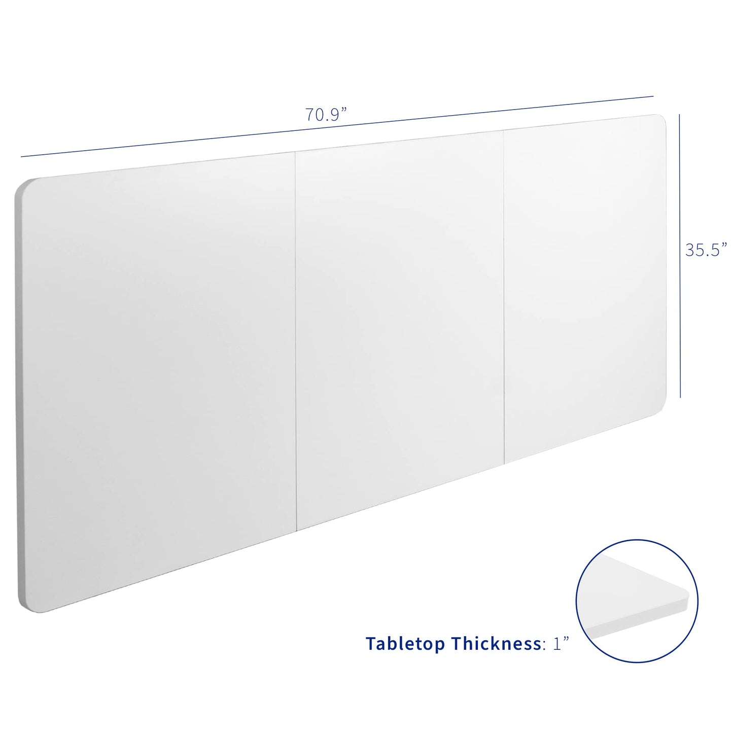 VIVO Universal 71 x 36 inch Table Top for Standard and Sit to Stand Height Adjustable Home and Office Desk Frames, White Extra-Wide Desktop, DESK-TOP72-36W
