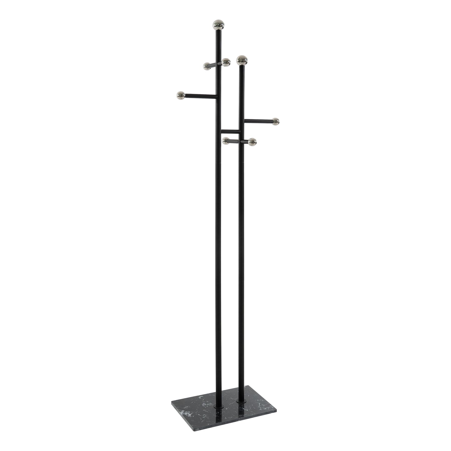 JIAYUEJU Coat Rack Freestanding with Marble Base, Heavy Duty Metal Clothes Rack, Corner Coat Tree Hat Rack for Entryway Bedroom Living Room Hotel 14.96 x 10.24 x 68.9 Inches (Black)