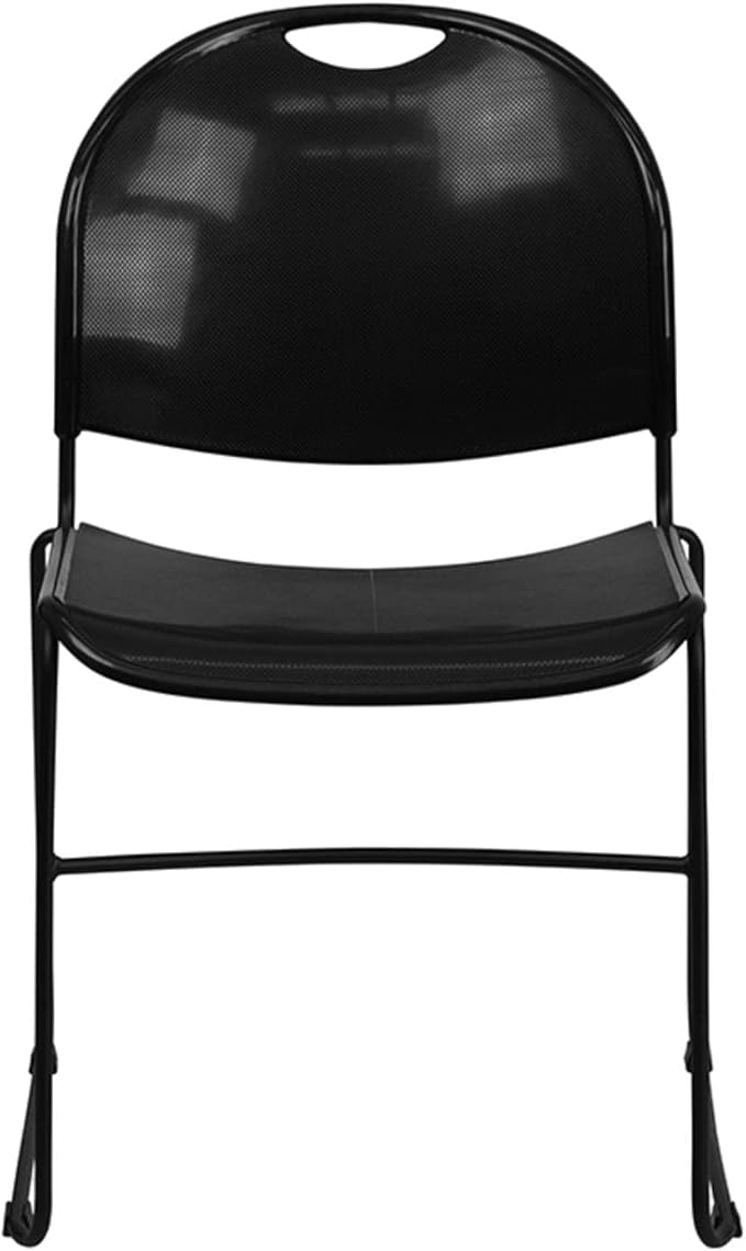 Flash Furniture HERCULES Series 880 lb. Capacity Black Ultra-Compact Stack Chair