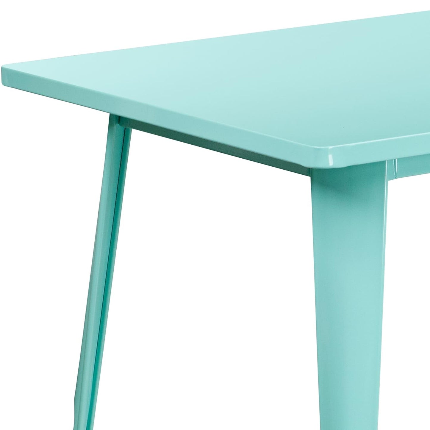 Flash Furniture Charis Commercial Grade 31.5" x 63" Rectangular Mint Green Metal Indoor-Outdoor Table