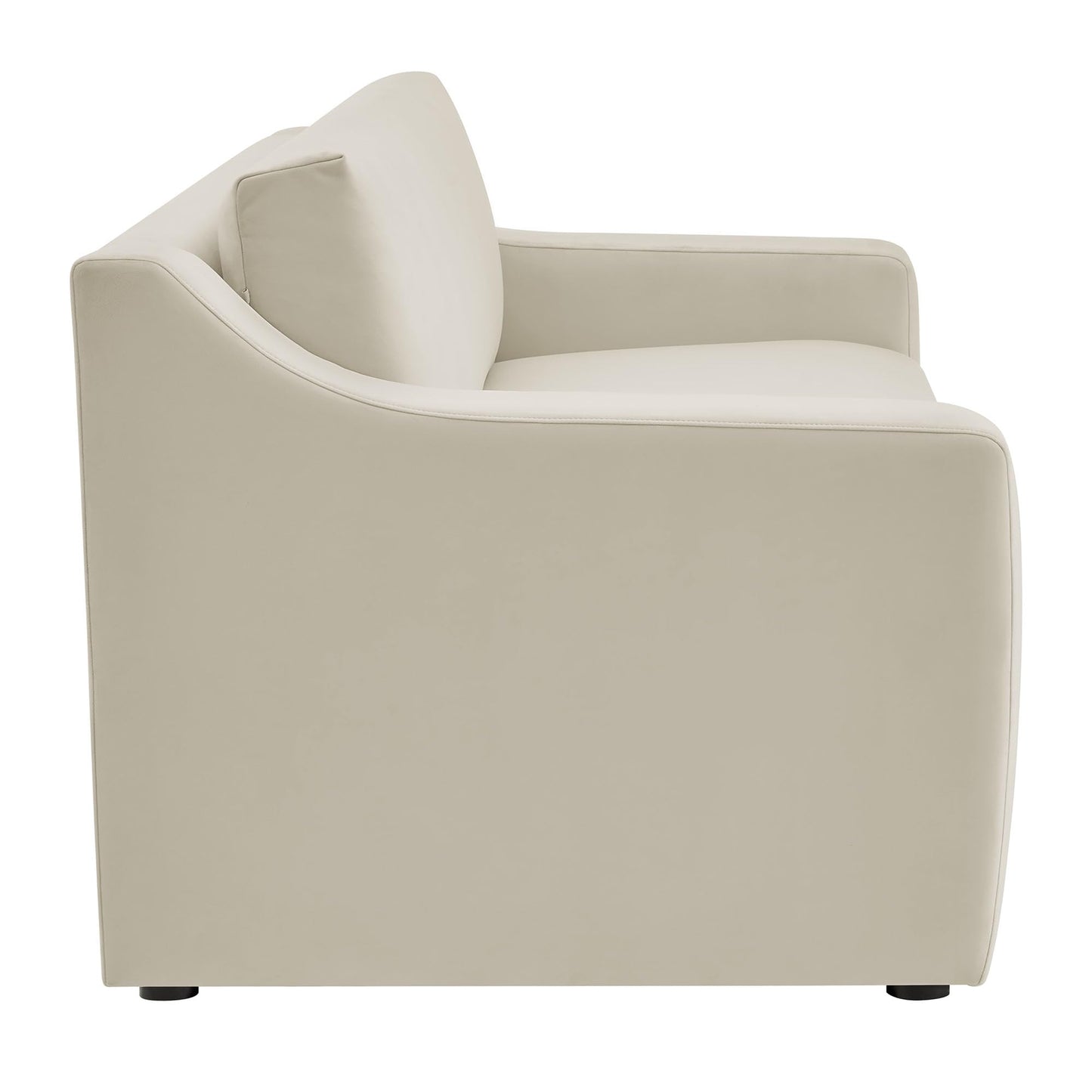 Modway Liora 87 Inch Stain-Resistant Performance Velvet Sofa in Alabaster - 3 Seater Upholstered Sofa Couch for Living Room Seating - Comfy Deep Seat Sofa with Scoop Arms