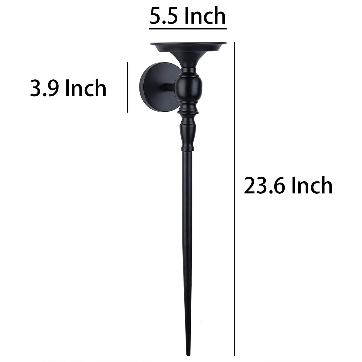 Wall Sconce Candle Holder Set of 2, Large Black Scepter Design Metal Wall Candle Holder, Home Wall Decoration for Living Room, Bathroom, Dining Room