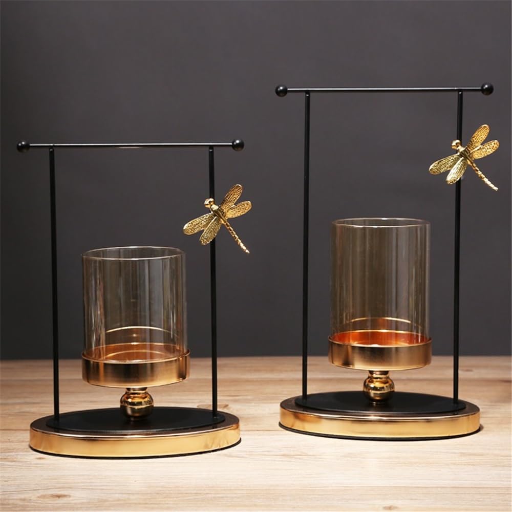 Candlestick Holders Luxury Glass Candlestick Living Room Dining Table Home Decoration Metal Candle Holder Candle Holders(Large)