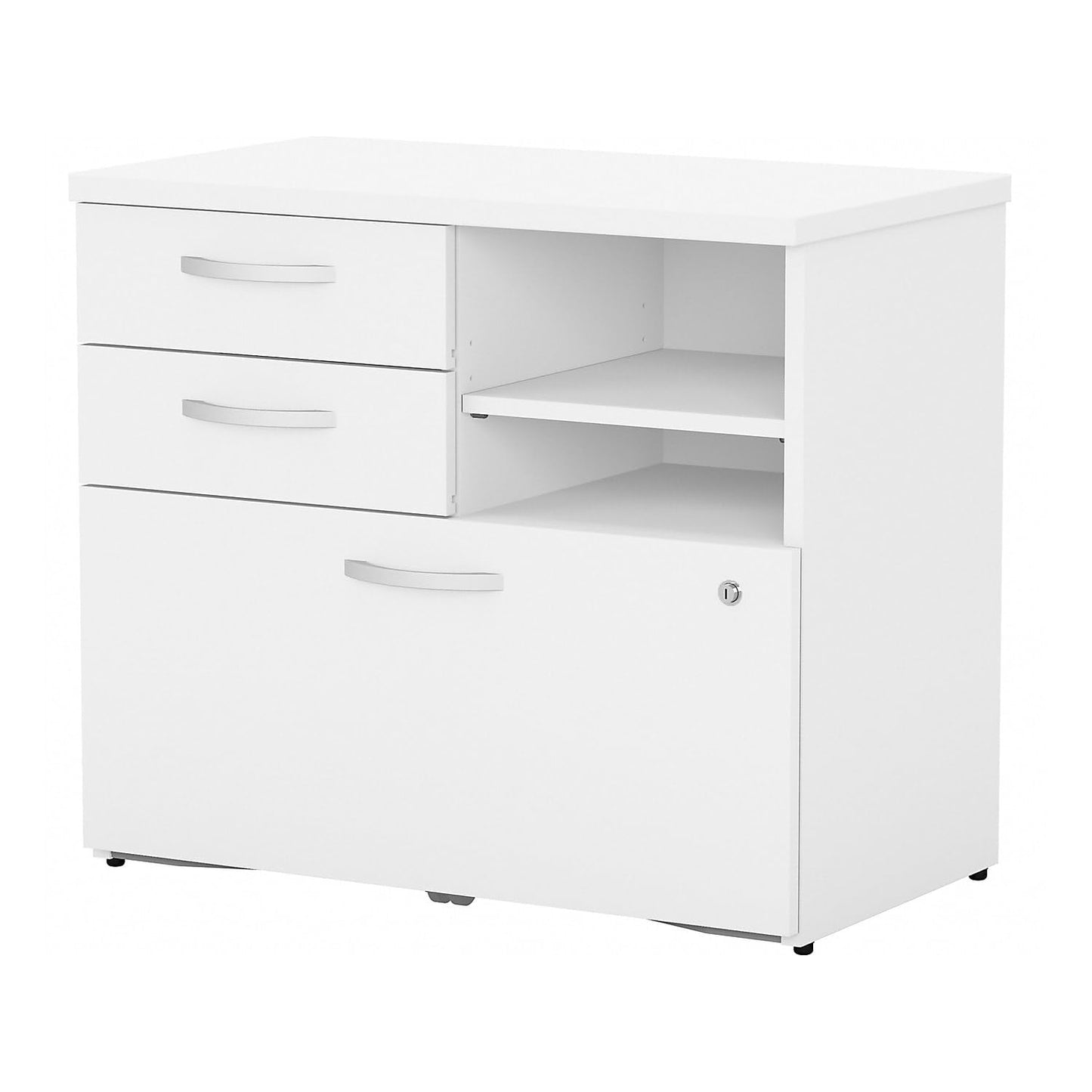 Bush Business Furniture Studio C Office Storage Cabinet with Drawers and Shelves in White