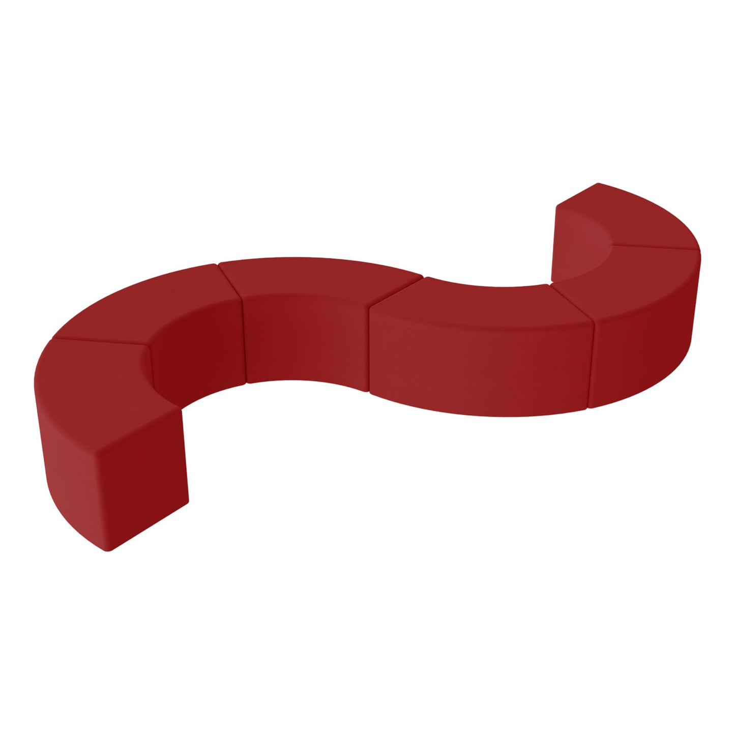 FDP Pro Series Upholstered Configurable S-Curve Accent Ottoman Seating Set (18" H) Collaborative Commercial Furniture for Hotel Lobby, Office, Restaurant, Waiting Room (6-Pack) - Crimson