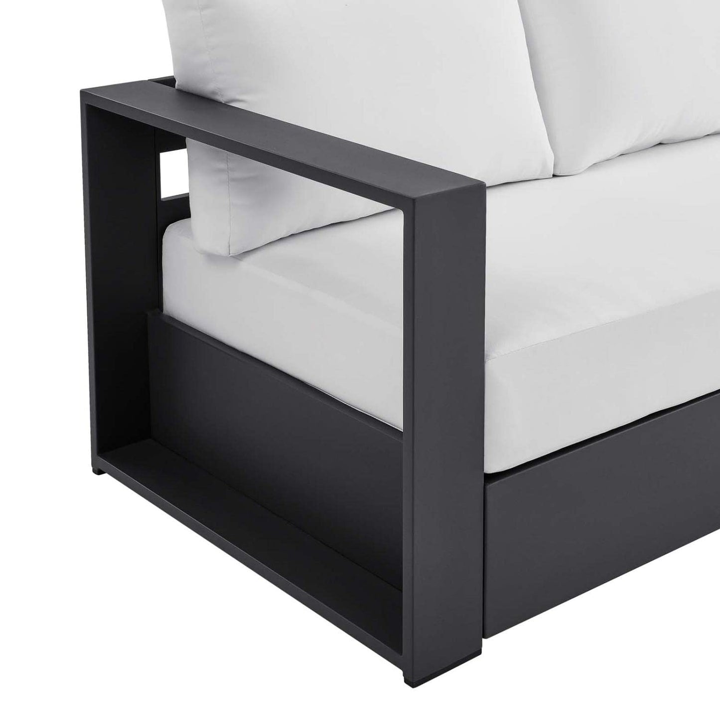 Modway Tahoe Aluminum Outdoor Patio Sofa in Gray White