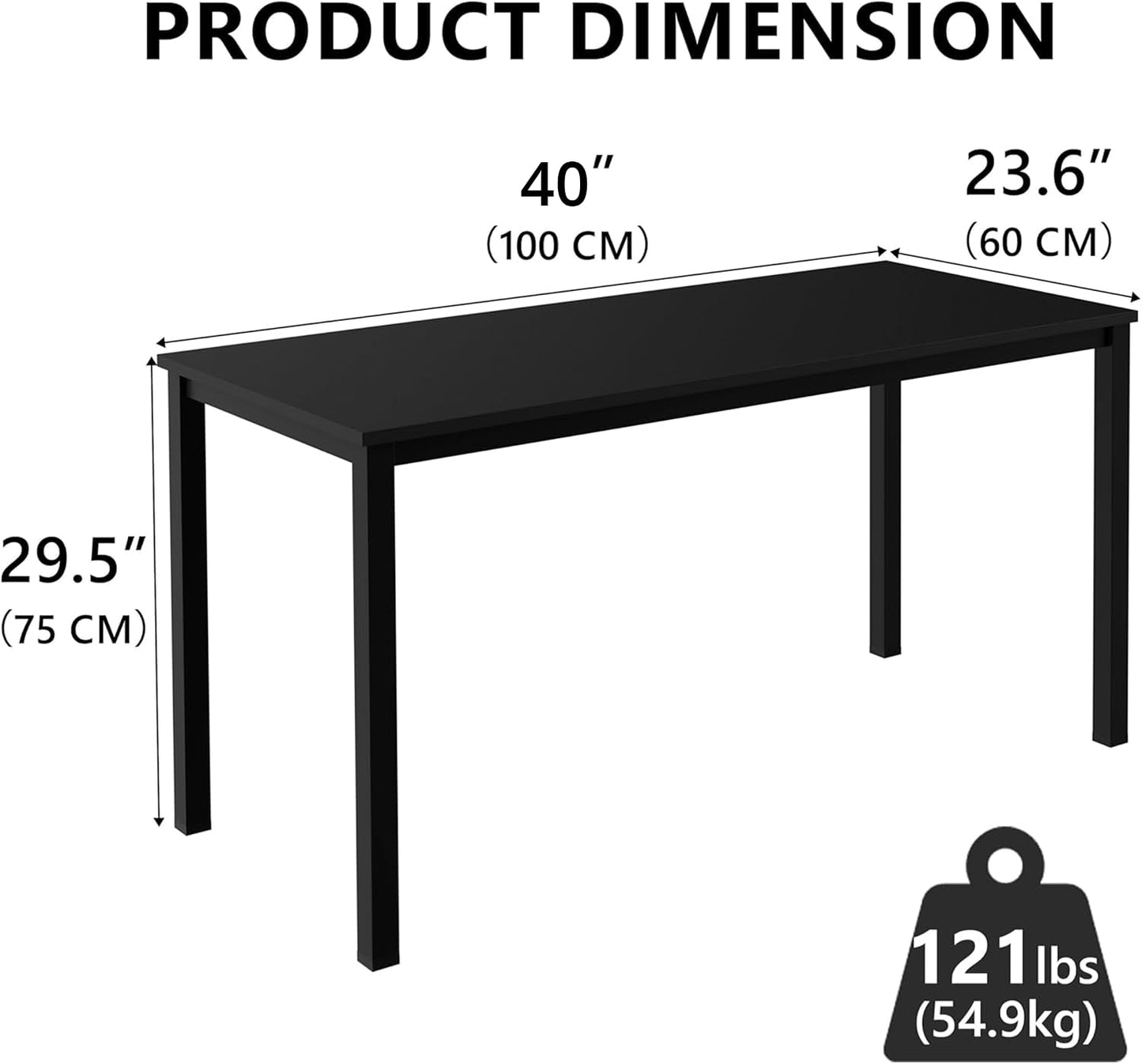 NewBeth Computer Desk for Small Space,Modern Simple Laptop Desk,Computer Table Study Writing Desk for Home Office,Dining Room,Living Room (Black, 39.37 * 23.62 * 29.52in)