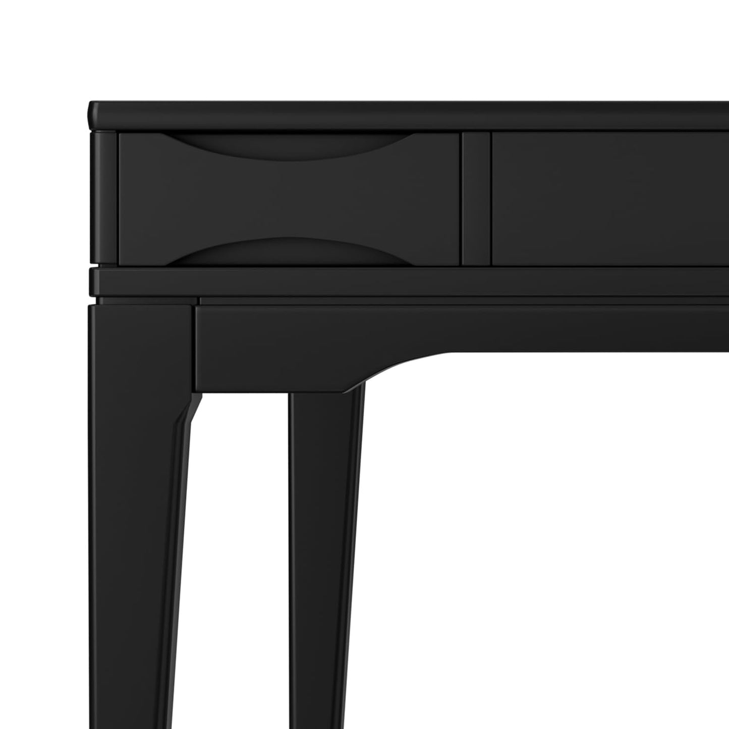SIMPLIHOME Harper Small Desk - 48 inch Wide Solid Hardwood Writing Desk in Black, Mid-Century Modern Home Office Table for Study or Work with 2 Drawers and Flip-Down Keyboard Tray