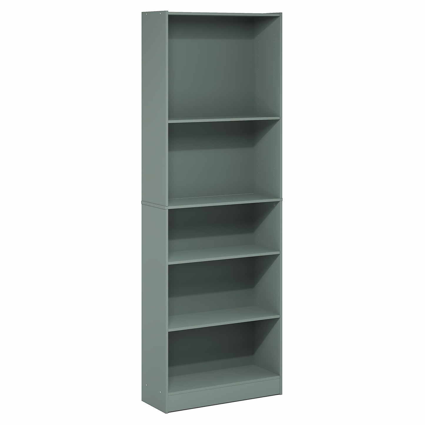 Furinno Jaya Book Shelf, 5-Tier Bookshelf, Bookcase with Adjustable Shelves, 9.5" x 24.5" x 71.2", for Organization and Storage, for Living Room, Bedroom, Home Office, Sage Green
