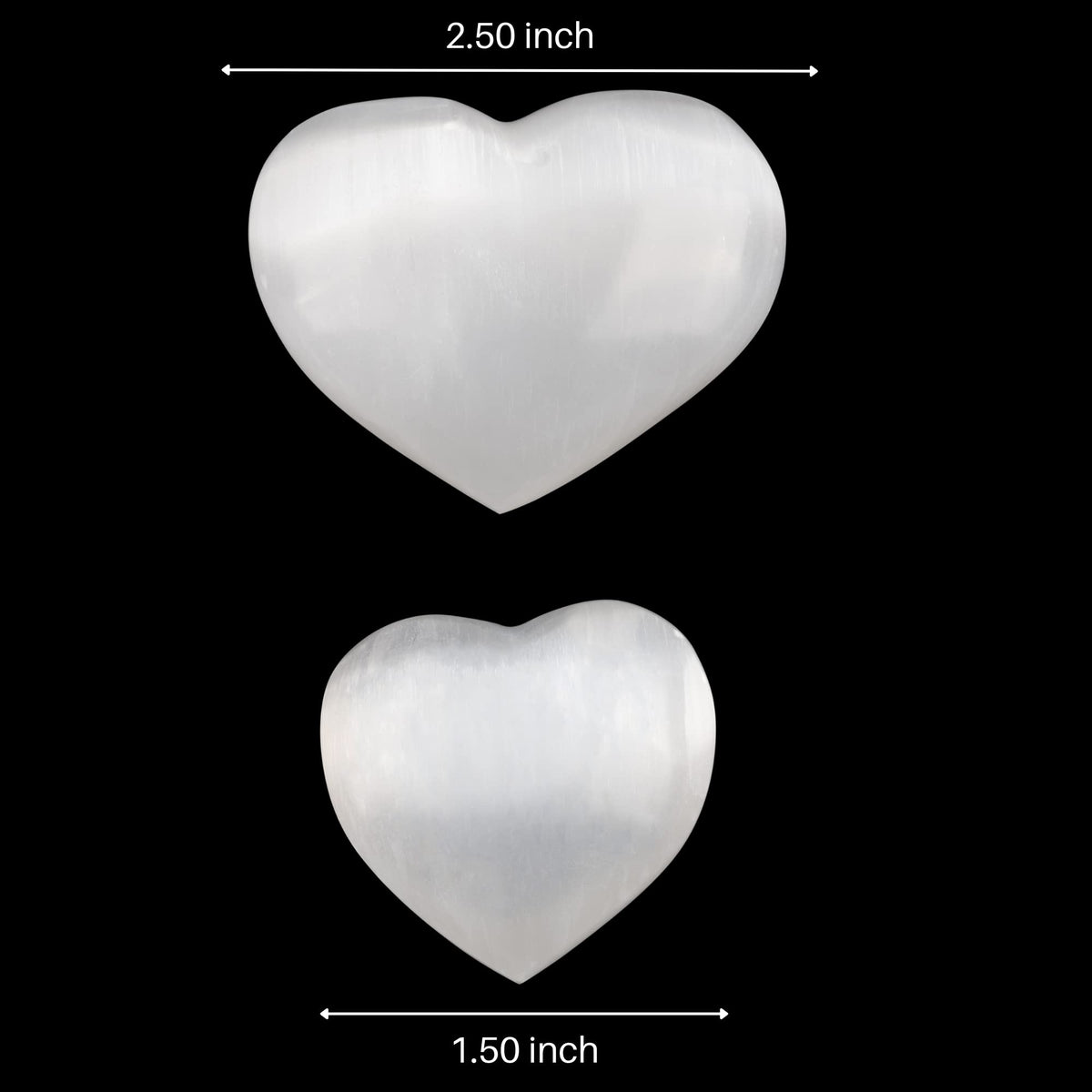 2 pc Selenite Heart Palm Stone, Heart Shaped Crystals and Healing Stones- Pocket Worry Stone for Anxiety and Stress Relief - Healing Crystals for Meditation, Reiki, Spiritual and Crystal Gifts