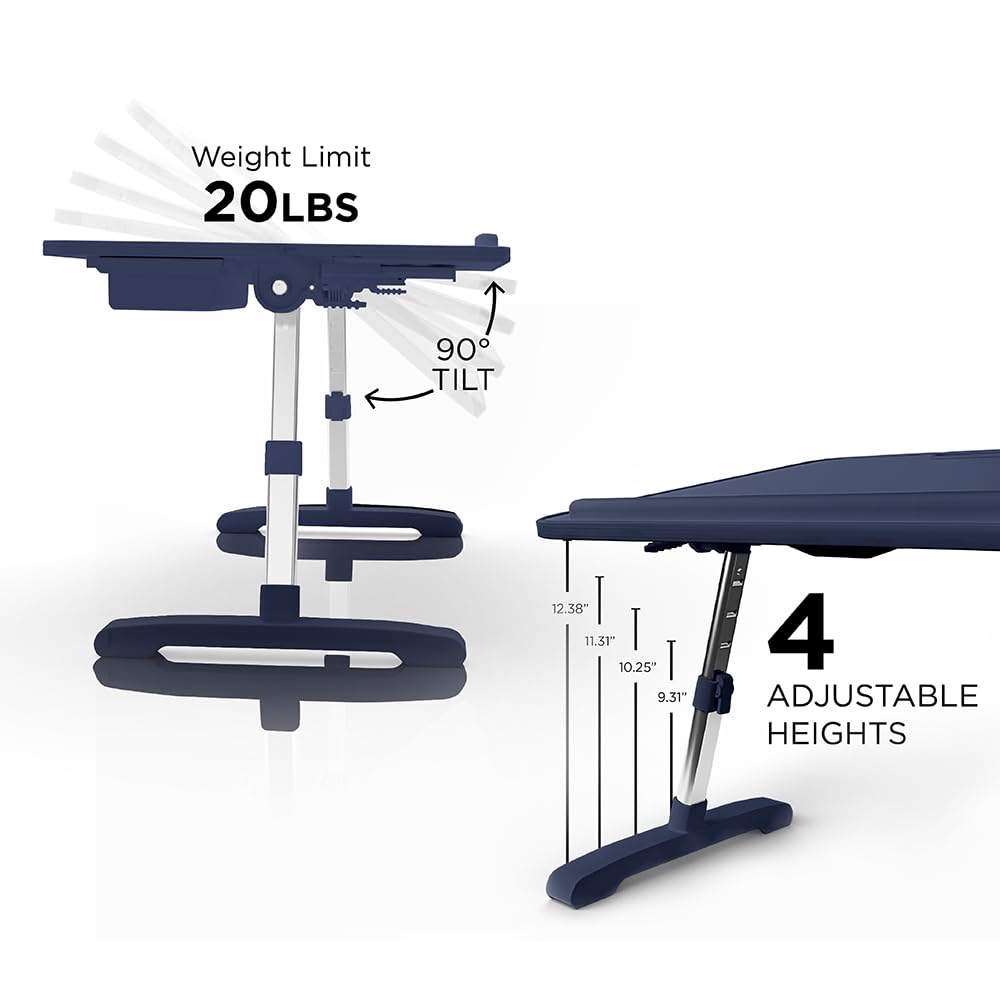 Limitless TotalDesk Portable Workstation and Lap Desk with Adjustable Height & Tilt (Navy)