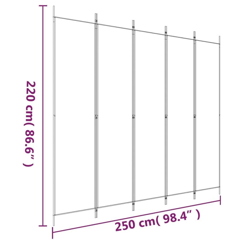 vidaXL vidaXL 5 Panel Room Divider, Folding Privacy Screen for Room Separation, Freestanding Divider Screen for Home Office, Modern Style, Black Fabric