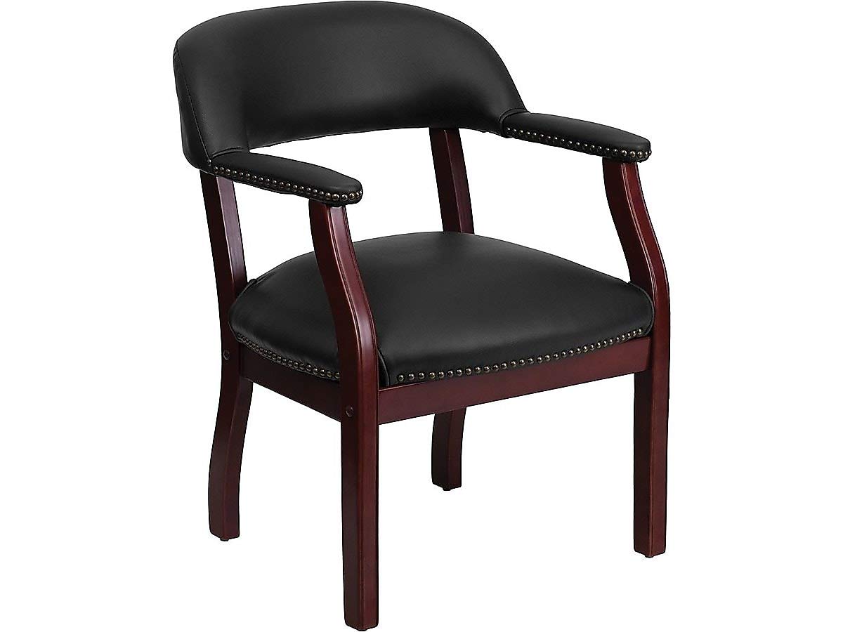 Flash Furniture Diamond Black Vinyl Luxurious Conference Chair with Accent Nail Trim