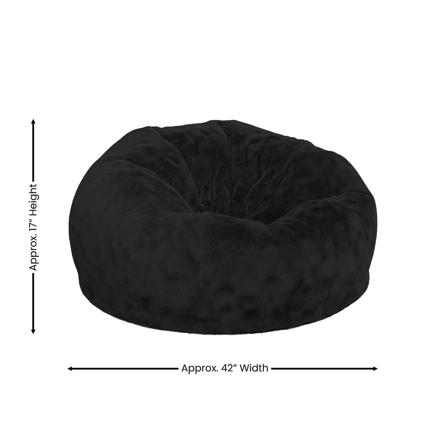 Flash Furniture Duncan Oversized Black Furry Bean Bag Chair for Kids and Adults