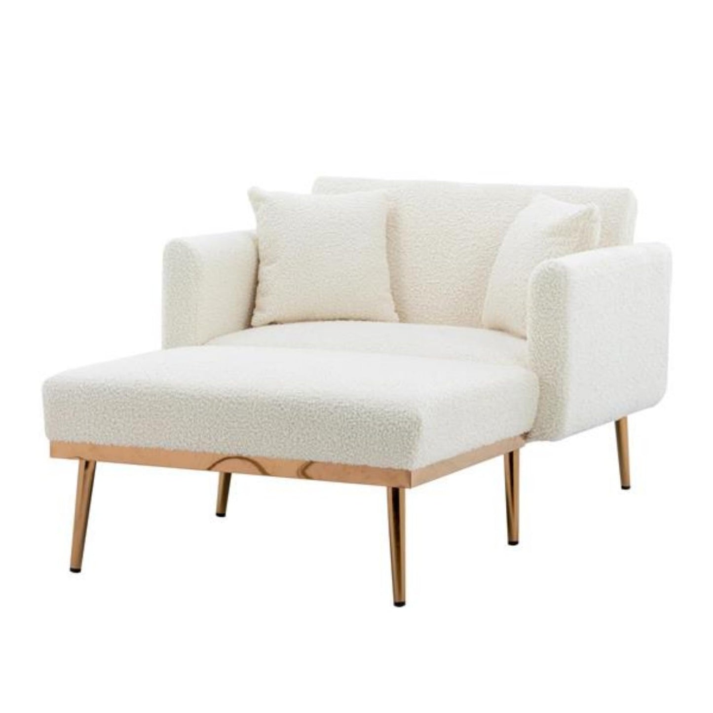 RENPINYOUX Stylish and Elegant Recliner, Armchair, Sofa Chair, Sofa Bed, Curved Edges, Thick Foam, Multi-Purpose, Suitable for Living Room, Bedroom, White