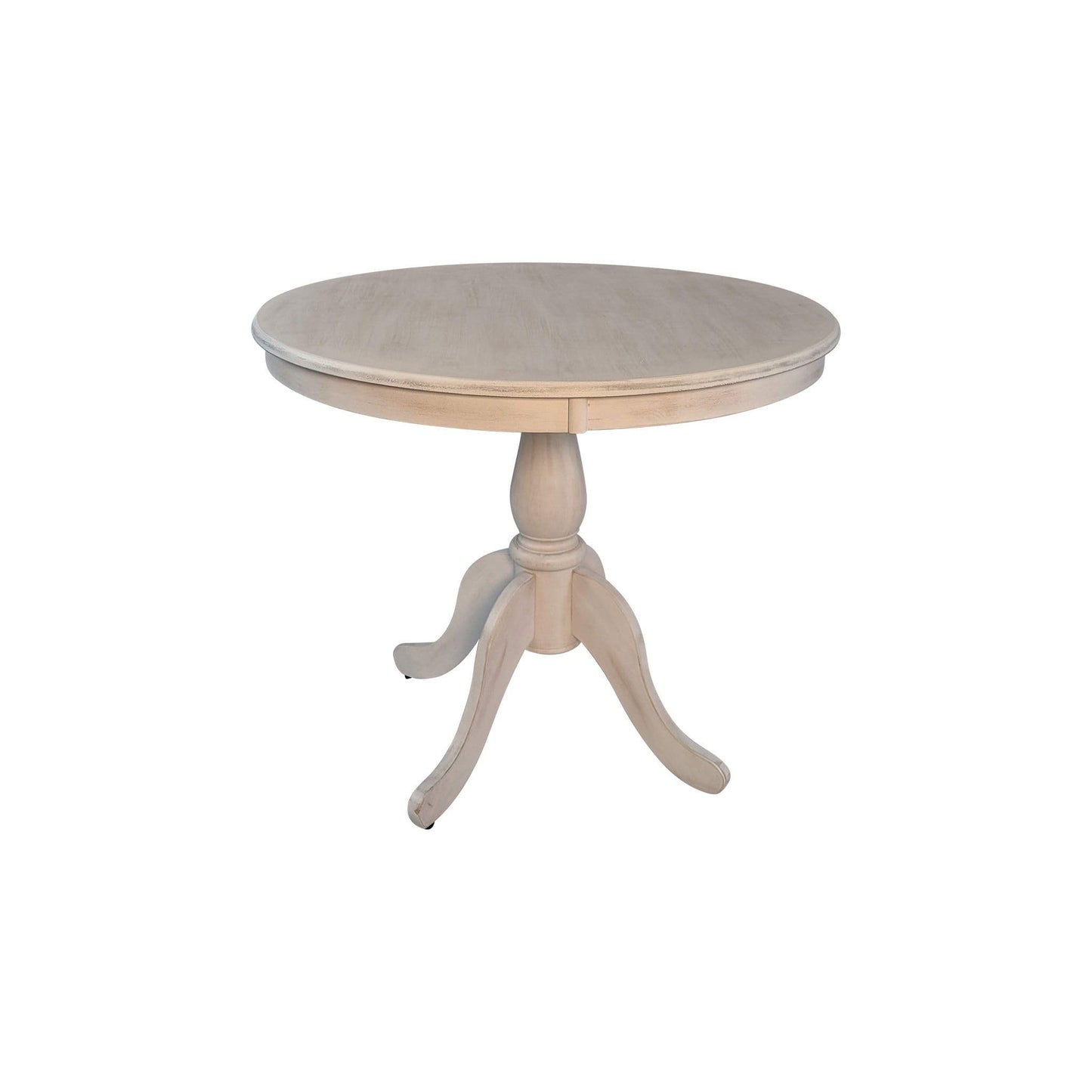 Carolina Chair & Table Fairview Round Dining Table – Classic American Style Furniture, Seats 2-4 Person Wooden Top Pedestal Base Table for Kitchen or Dining Room (Whitewash, 36")