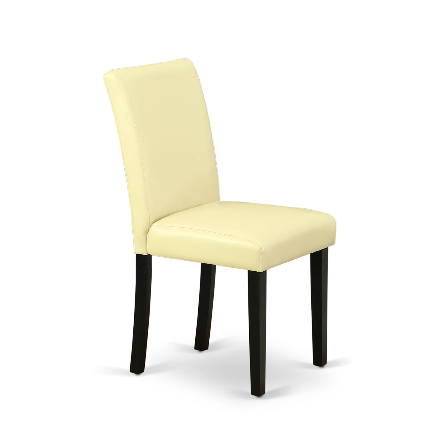 East West Furniture ABP1T73 Abbott Parson Dining Room Chairs - Eggnog Faux Leather Upholstered Chairs, Set of 2, Black