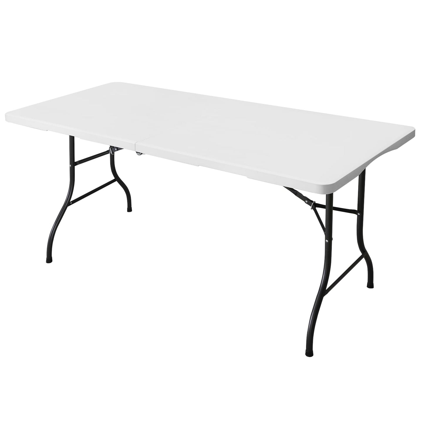 FROASISPRO 6ft Folding Table, Portable Heavy Duty Plastic Fold-in-Half Utility Table for Indoor/Outdoor Use, Dining, Camping, Picnic, Party, White