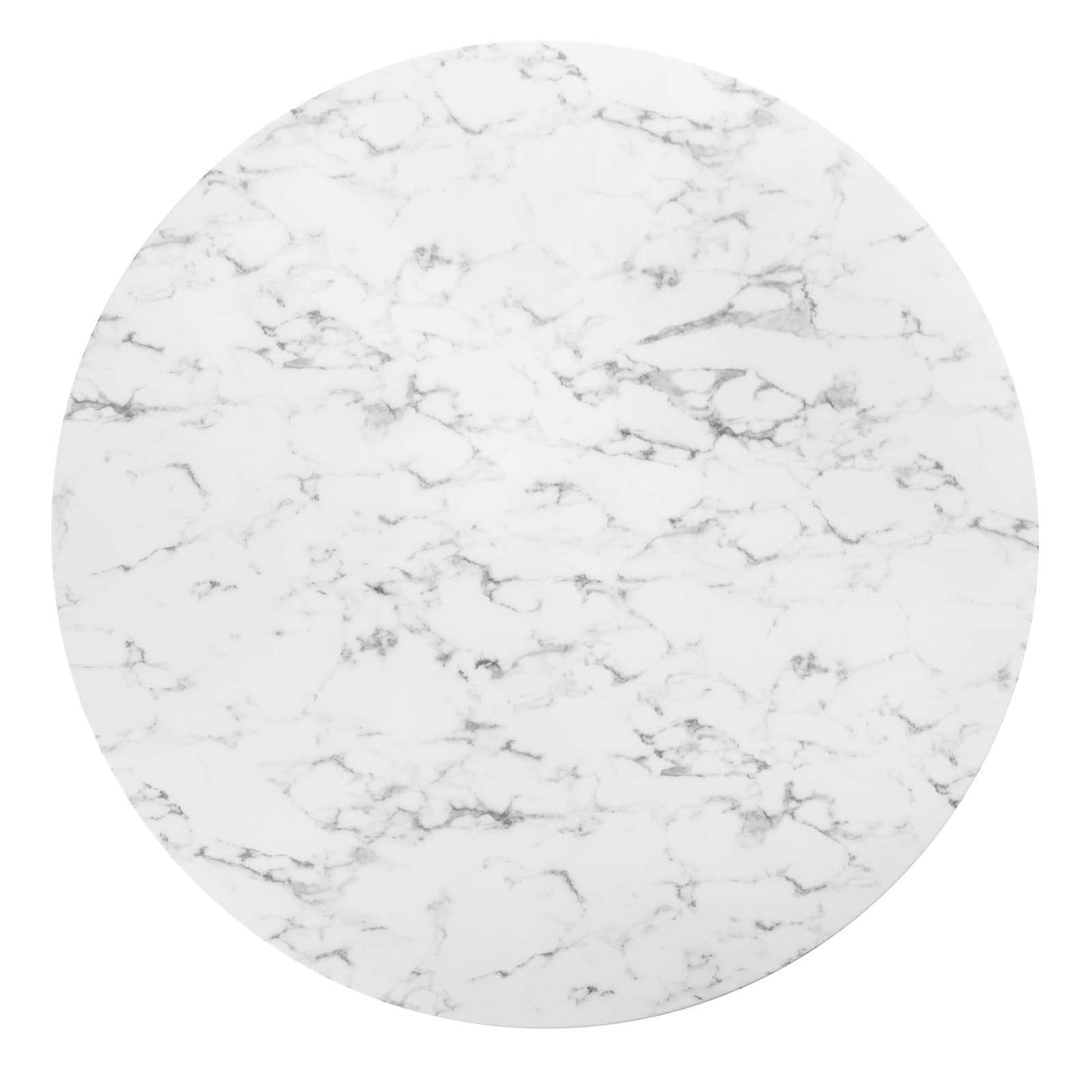 Modway Lippa Round 60" Mid-Century Modern Artificial Marble Dining Table in Black White