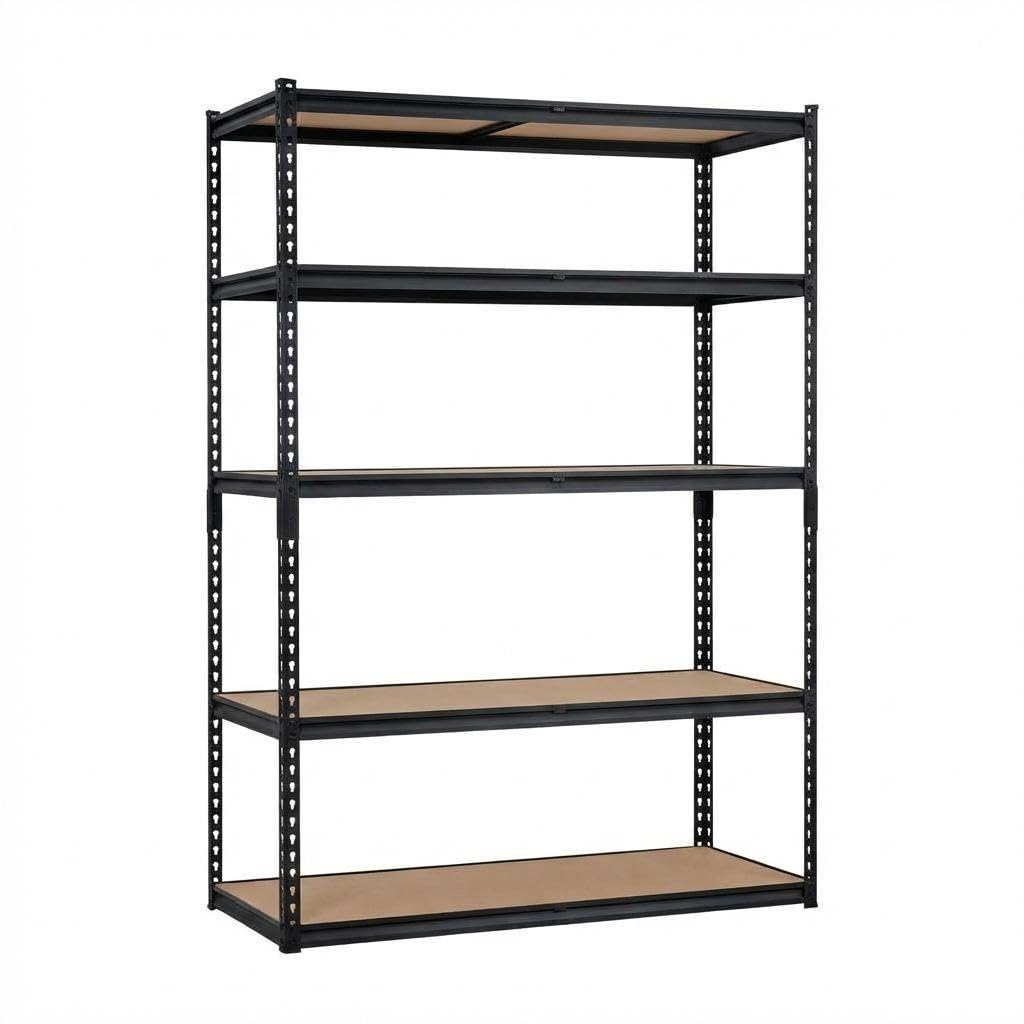 Heavy Duty 5-Tier Garage Storage Rack – Adjustable Metal Shelving Unit, 2500 lbs Capacity, 48"W x 24"D x 72"H, Boltless Steel Frame, MDF Boards – For Basement, Pantry, Laundry, Warehouse