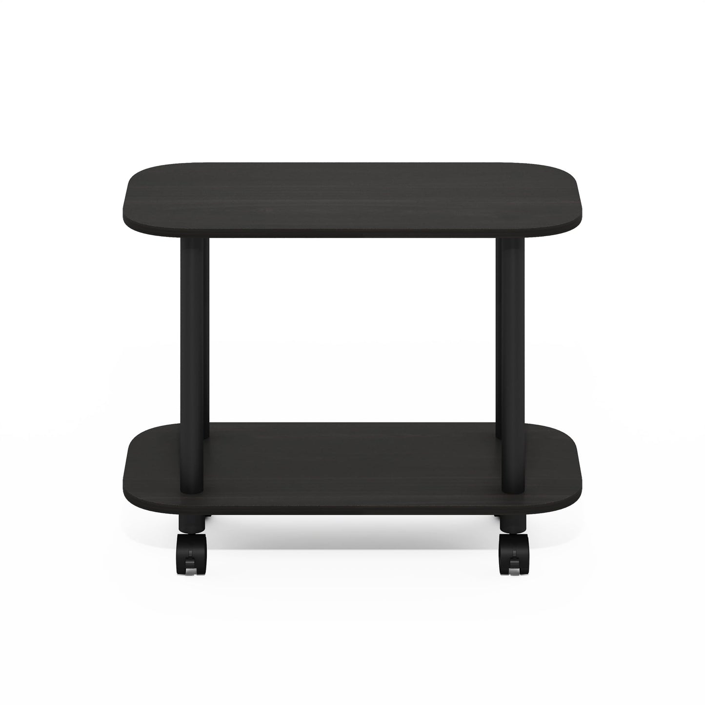 Furinno Turn-N-Tube Night Stand, 2-Tier Oval Nightstand with Wheels, Round Corner Side Table, End Table with Open Shelf, Toolless Assembly, for Living Room, Bedroom, Espresso