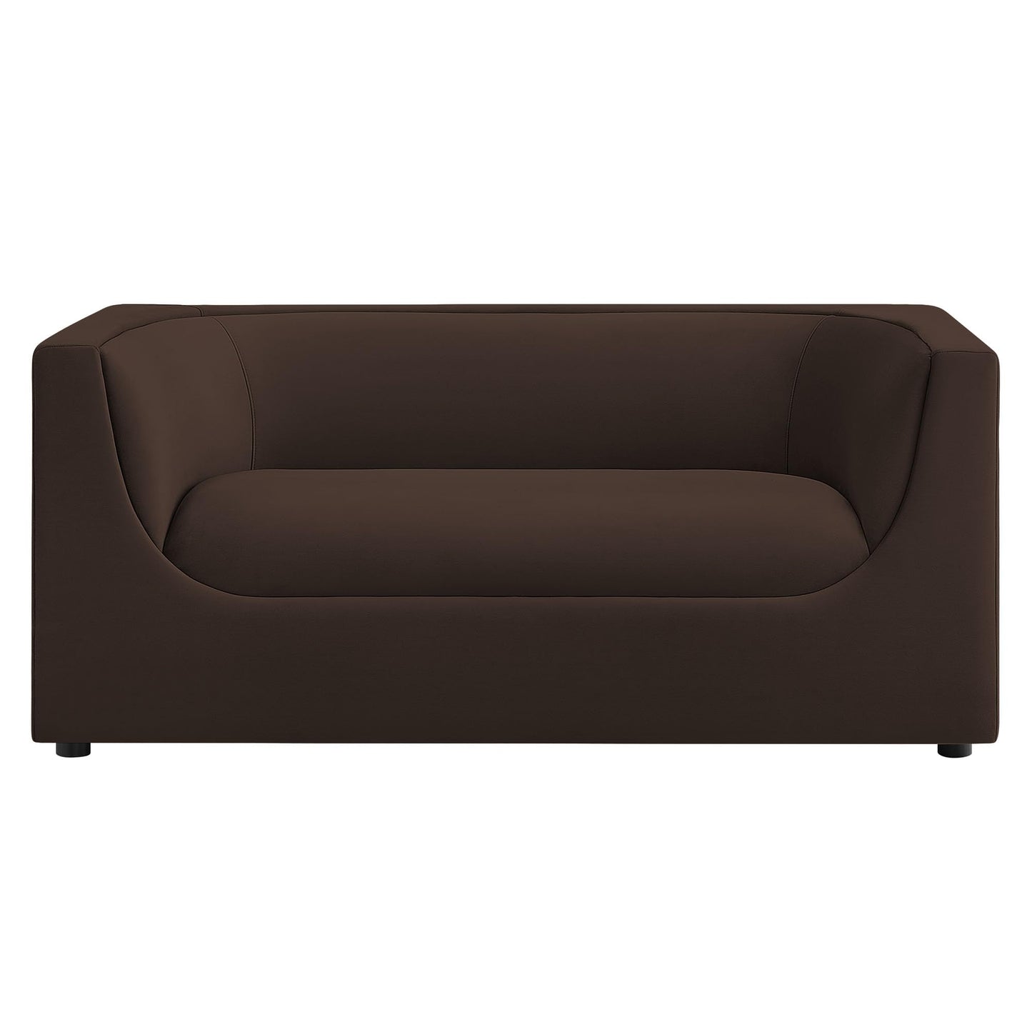 Modway Hilda 67 Inch Modern Curved Back Performance Velvet Loveseat in Chocolate Brown – Plush Upholstered 2-Seat Sofa for Living Room, Apartment, Office