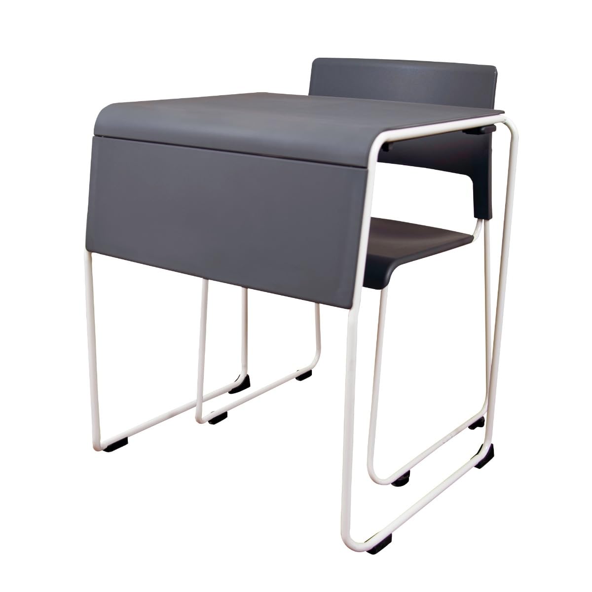 LUXOR - STUDENT-STK1PK Luxor Lightweight Stackable Student Desk and Chair Slate Gray / White