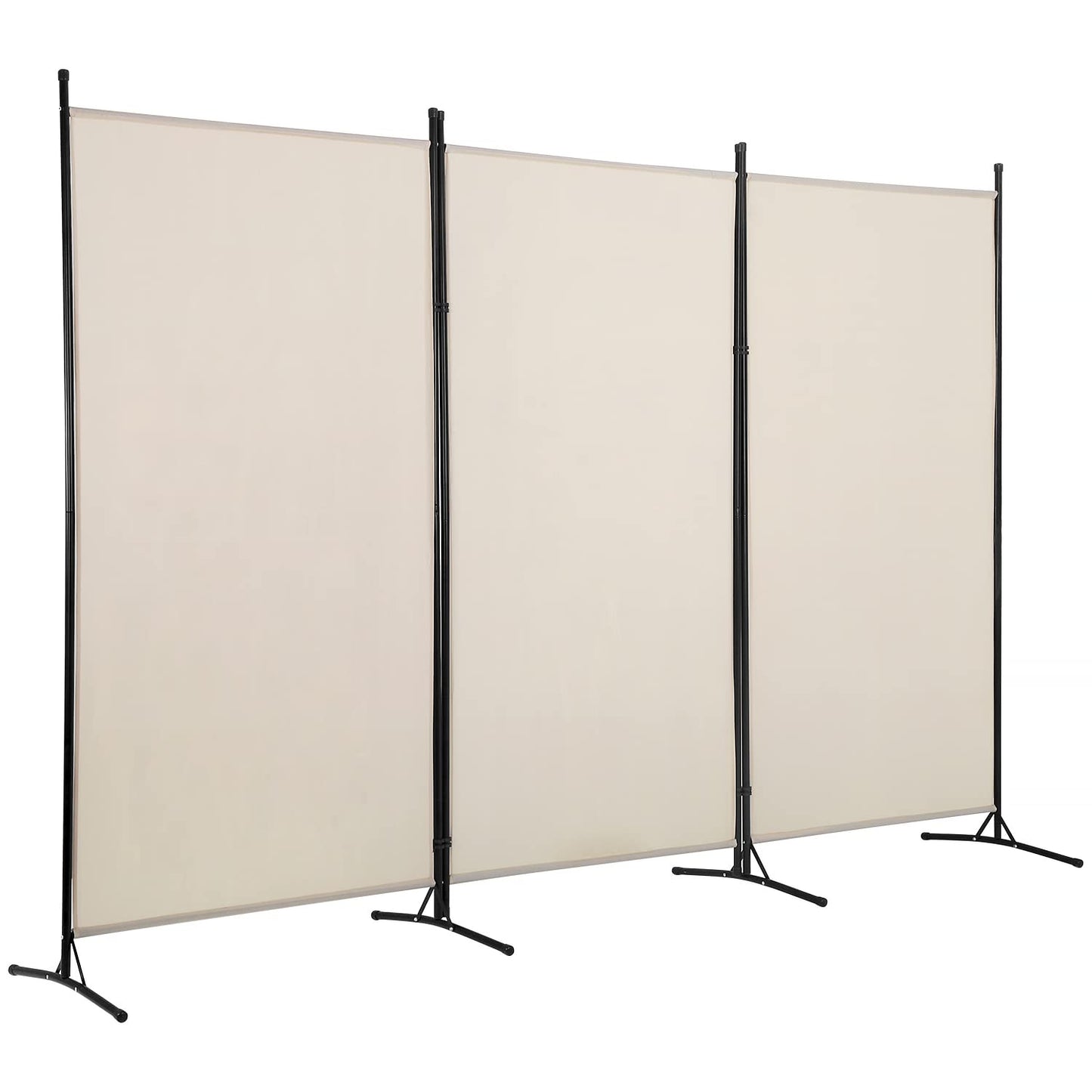 PayLessHere 3 Panel Room Divider Folding Privacy Screen 5.9FT Partition Room Separators with Metal Frame Portable Freestanding Room Divider for Bedroom,Office,Dining Room,Living Room,Beige