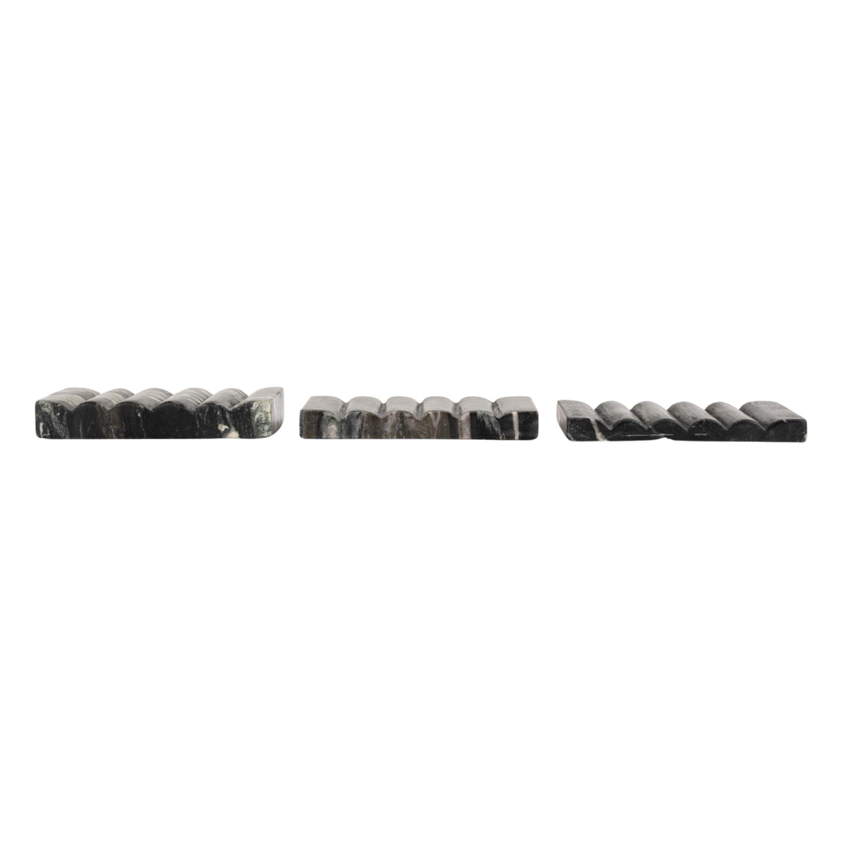 Creative Co-Op Mélange Marble Soap Dish, Black and Beige