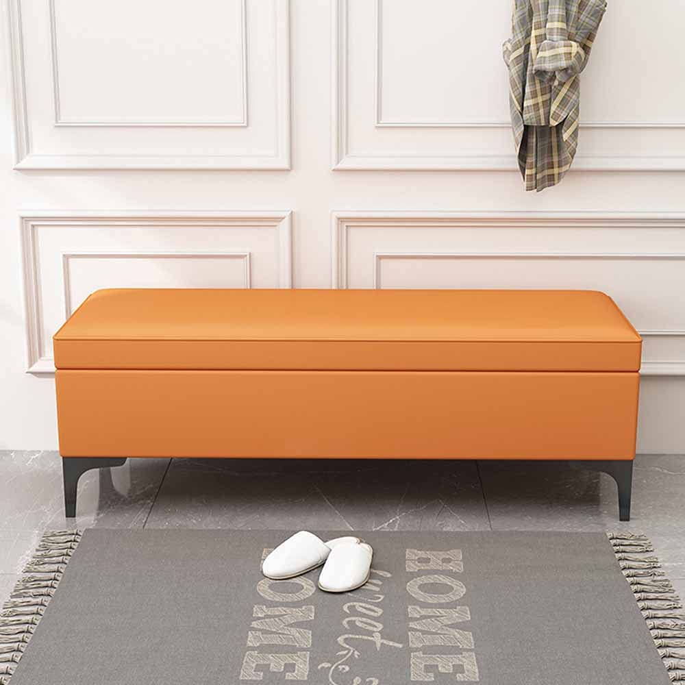 Brandschutz, faltbarer Aufbewahrungs-Schutt-Organizer, Schuhwechselhocker an der Tür, PU-Leder für Schlafzimmer, Wohnzimmer, Flur, ausgestattet mit Metallfüßen, 80 x 40 x 42 cm (Farbe: Oran