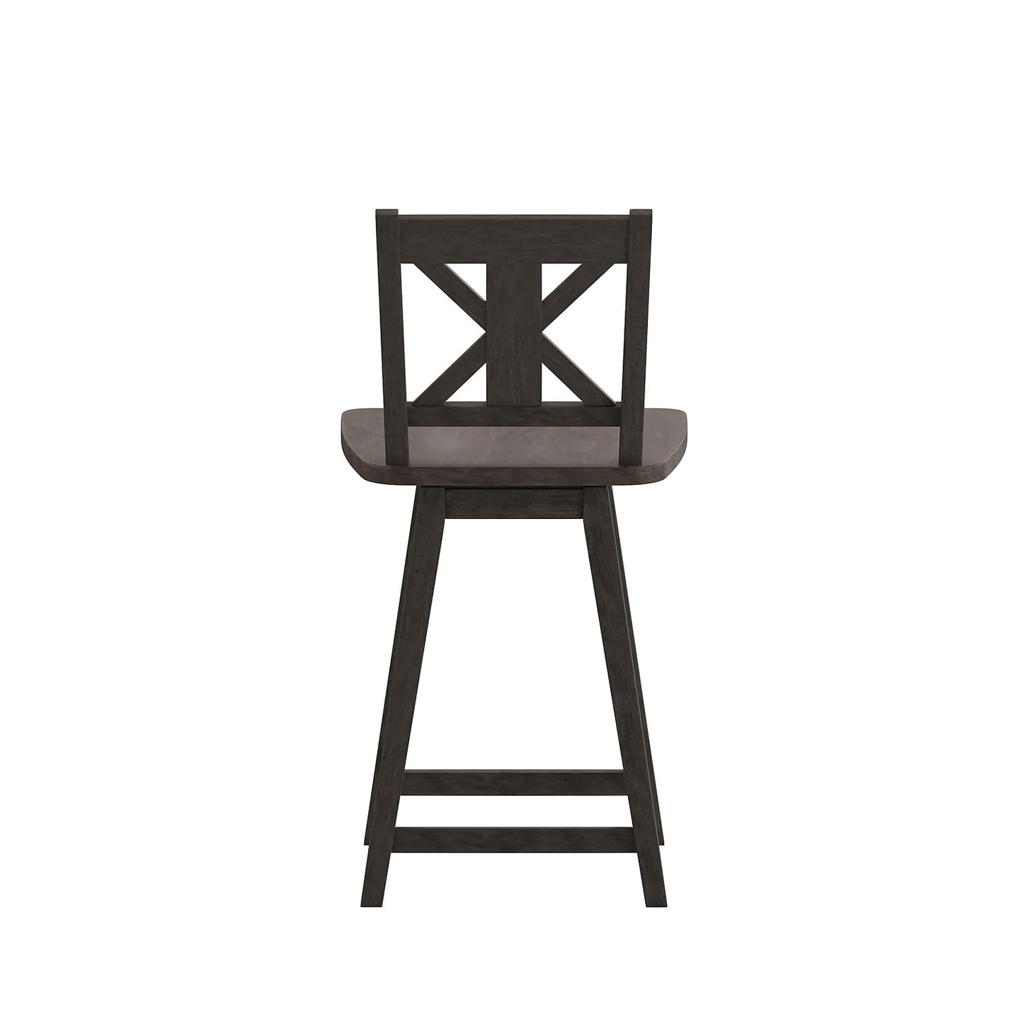 Flash Furniture Gwendolyn Commercial Grade Modern Farmhouse Barstool - Gray Wash Walnut Solid Wood Frame - Counter Height - 360° Swivel Seat - Integrated Footrest