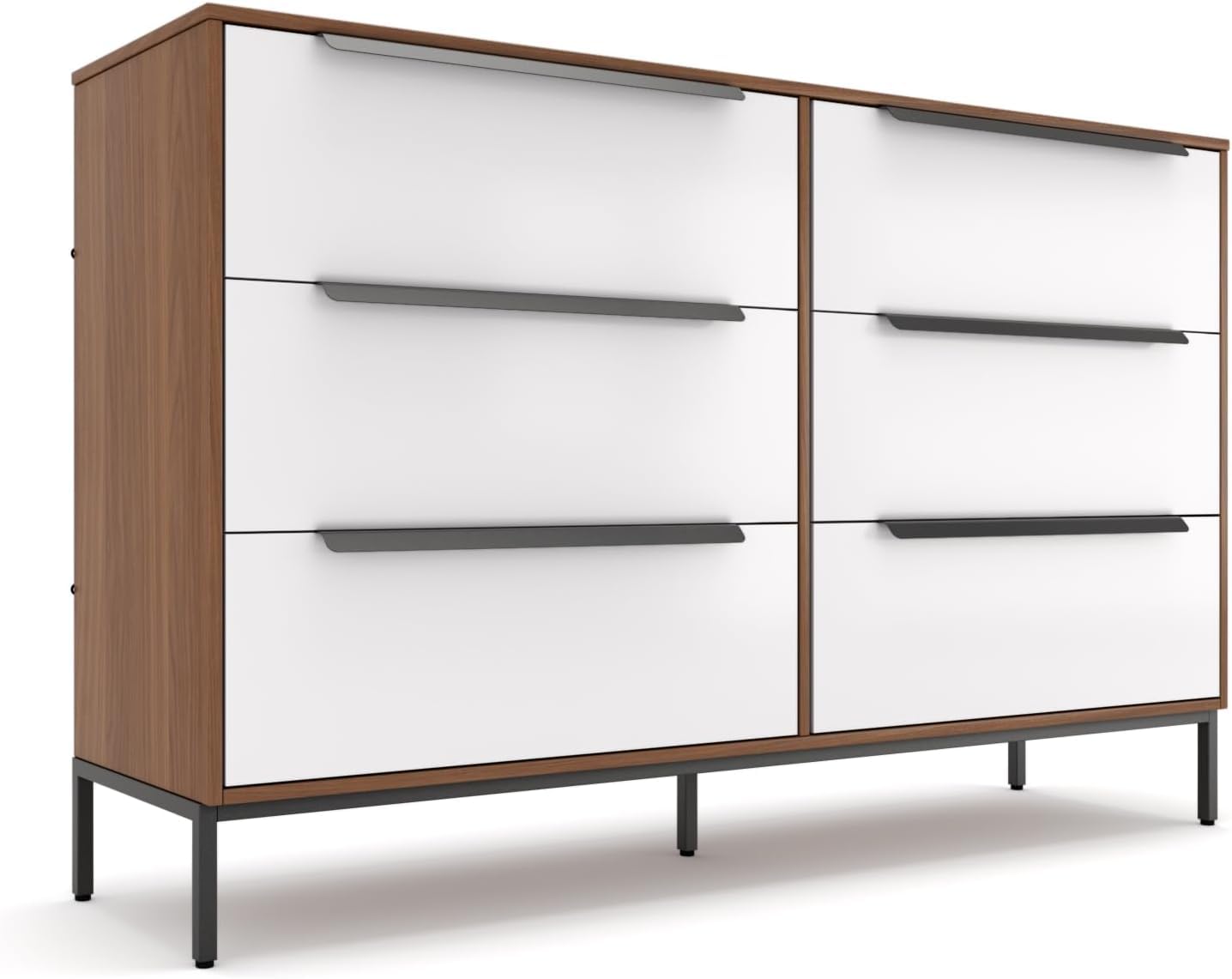 tinge Lira Premium 6-Drawer Fabric Dresser - Engineered Wood Frame, Reinforced Sag-Resistant Drawers, Elegant Metal Handles, Luxury Home Storage Solution (Dark Brown)