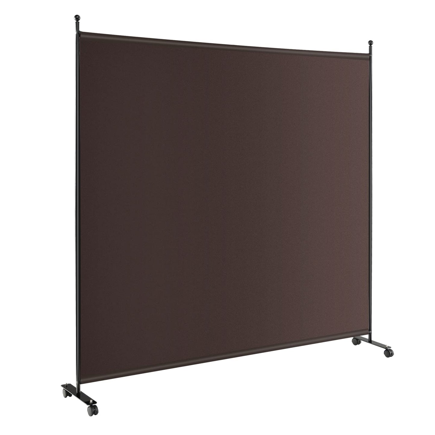 GOFLAME 6FT Single Panel Room Divider, Wide Rolling Privacy Screen with Lockable Wheels, Portable Room Partition Screen, Freestanding Wall Divider and Separator for Home Office, Brown