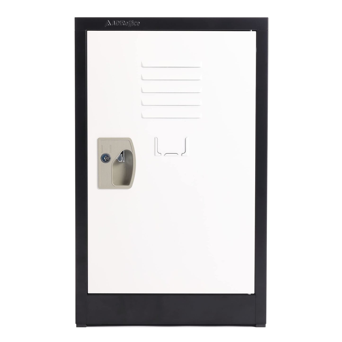 AdirOffice Kids Steel Metal Storage Locker - Heavy Duty Storage Organizer with Key and Hanging Rods - Ideal for Home, Gym & School - (24 in 1 Door, Black/White)