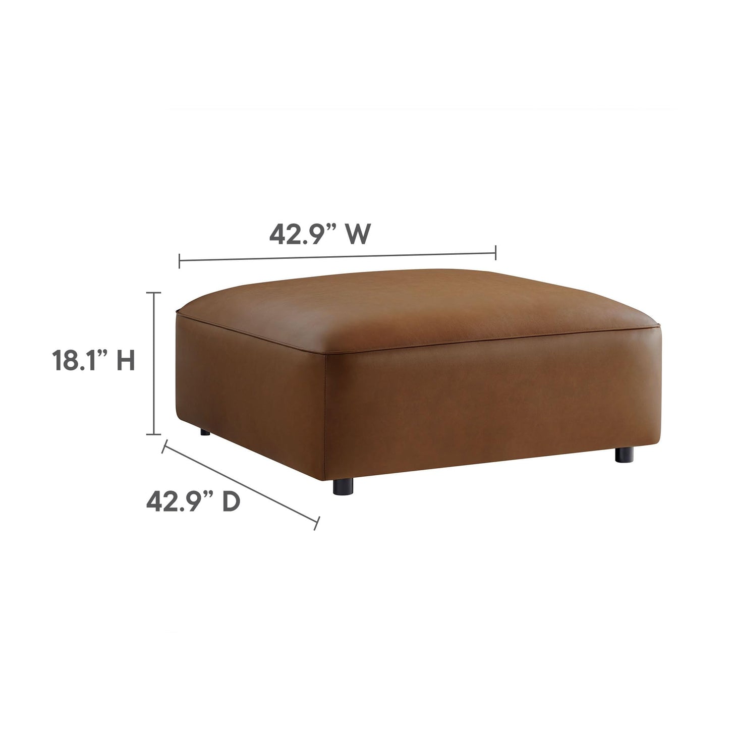 Modway Auren Vegan Leather 6 Piece Modular Sofa in Coffee - Faux Leather 4 Seater Sectional - Comfy Modern L Shaped Sofa - Oversized Mid Century Modern Couch for Living Room