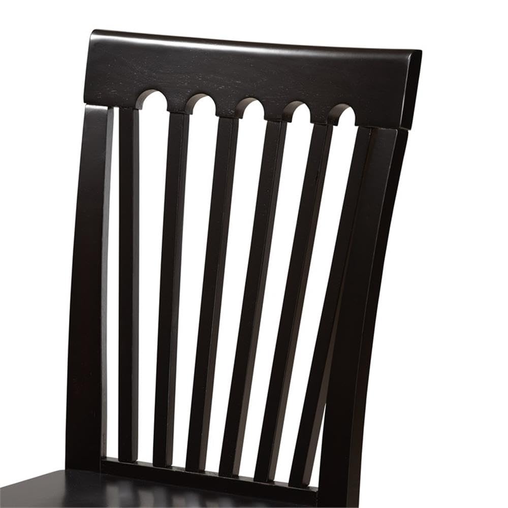 Baxton Studio Minette Modern and Contemporary Transitional Dark Brown Finished Wood 2-Piece Dining Chair Set