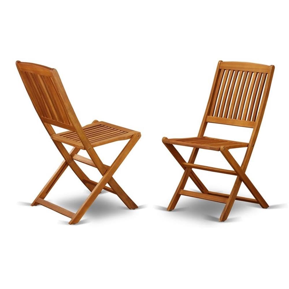 East West Furniture BCMCWNA Cameron Foldable Patio Dining Chairs - Acacia Wood, Set of 2, Natural Oil