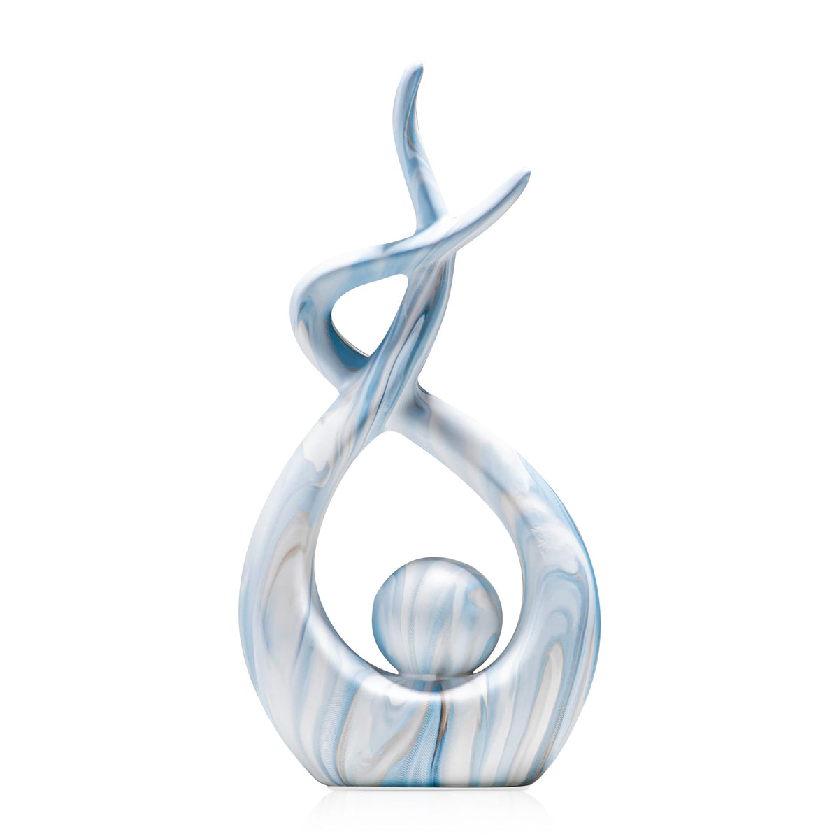 TZIZO Large Sculpture Home Decor, Blue Table Centerpiece for Dining Room, Ceramic Statues Abstract Art Mantle Decor, Modern Room Decor Accents, Blue Marble Living Room Decoration (12.2" H × 6.3" W)