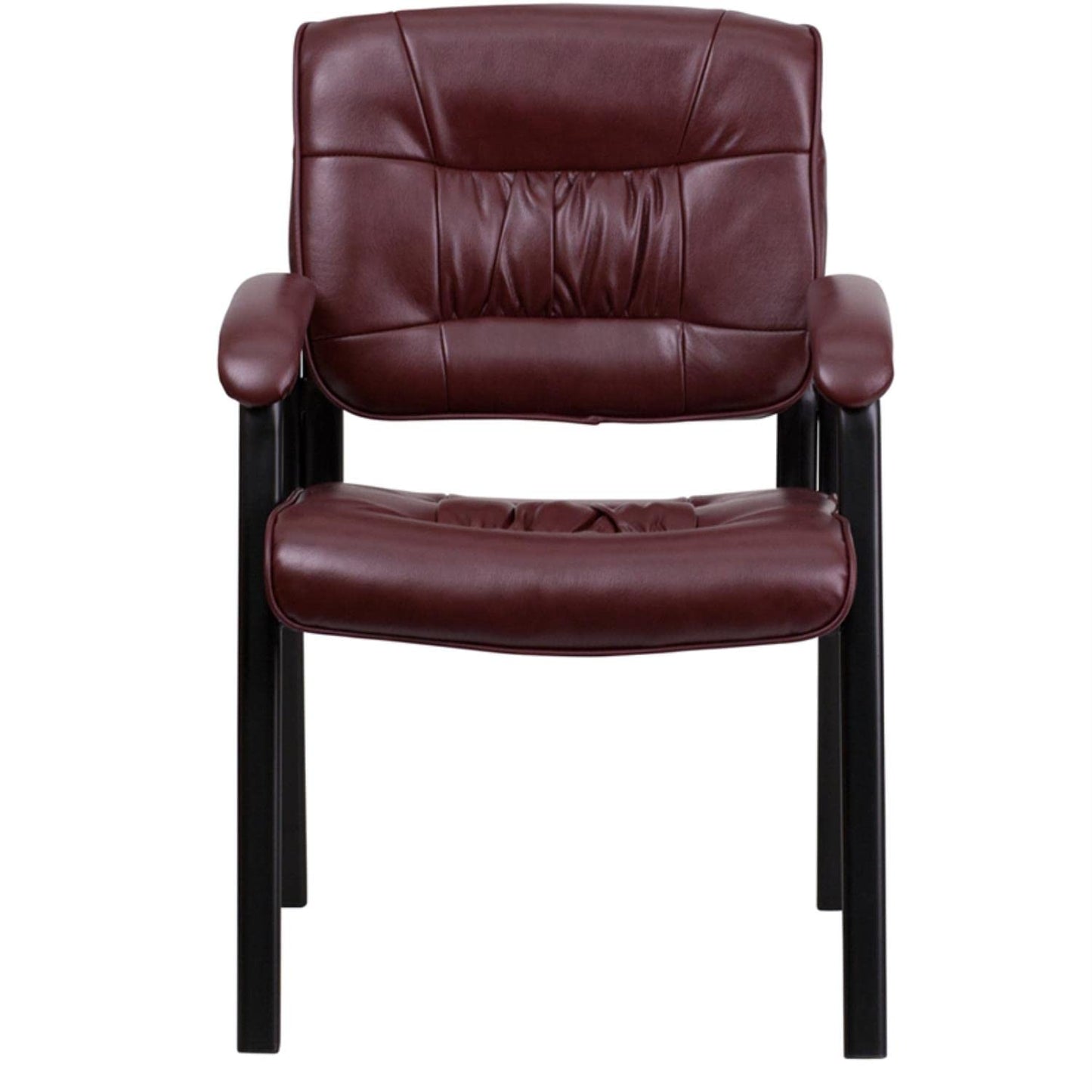 Flash Furniture Haeger LeatherSoft Tufted Executive Reception Chair with Padded Armrests, Upholstered Side Chair for Living Room or Office, Burgundy