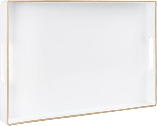 MAONAME White Decorative Tray for Coffee Table, Modern Serving Tray