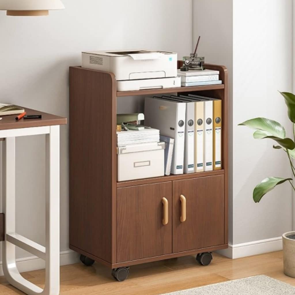 NRFJFOP Shelf Placement Cabinet Floor Office Filing Wooden Movable Computer Desk Side Low
