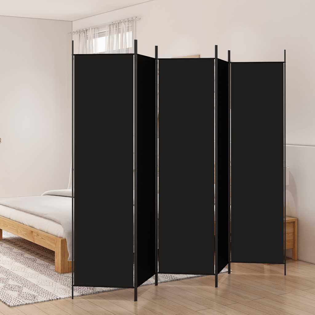 5-Panel Fabric Room Divider Black 98.4x78.7 Inches, Foldable Room Partition for Privacy, Breathable Screen to Separate Bedroom or Block Sunlight