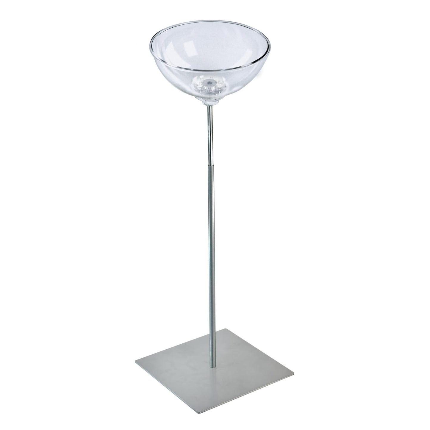 Azar 700971 Pedestal Bowl Floor Display Stand – 10" Clear Acrylic Bowl on Heavy-Duty Square Metal Base, Freestanding Merchandising Fixture for Retail, Events & Trade Shows