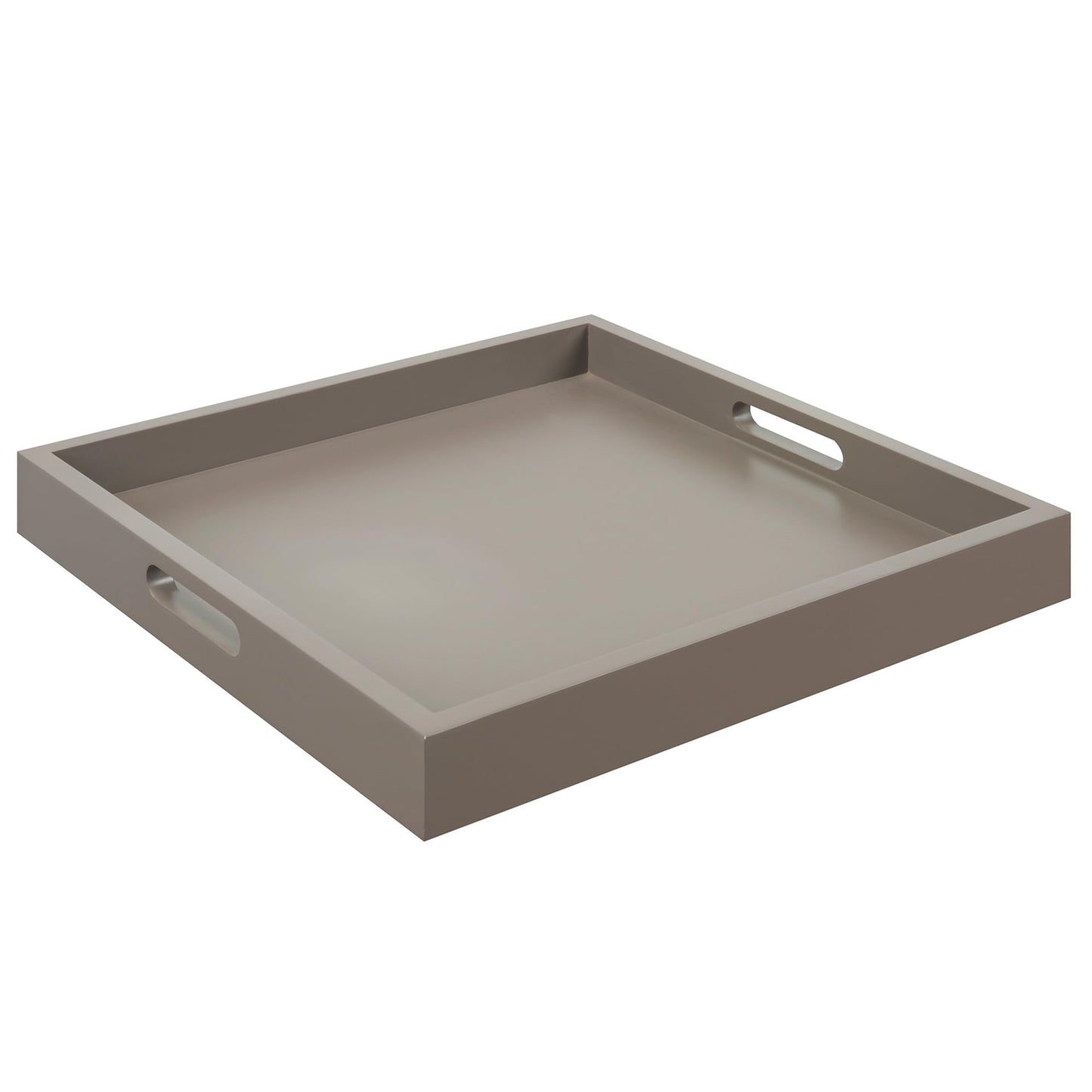 Convenience Concepts Palm Beach Serving Tray 16.75" - Kitchen & Living Room Square Wood Decorative Tray with Handles, Ottoman Accent Tray, Coffee Table Tray, Counter Organization & Storage, Gray